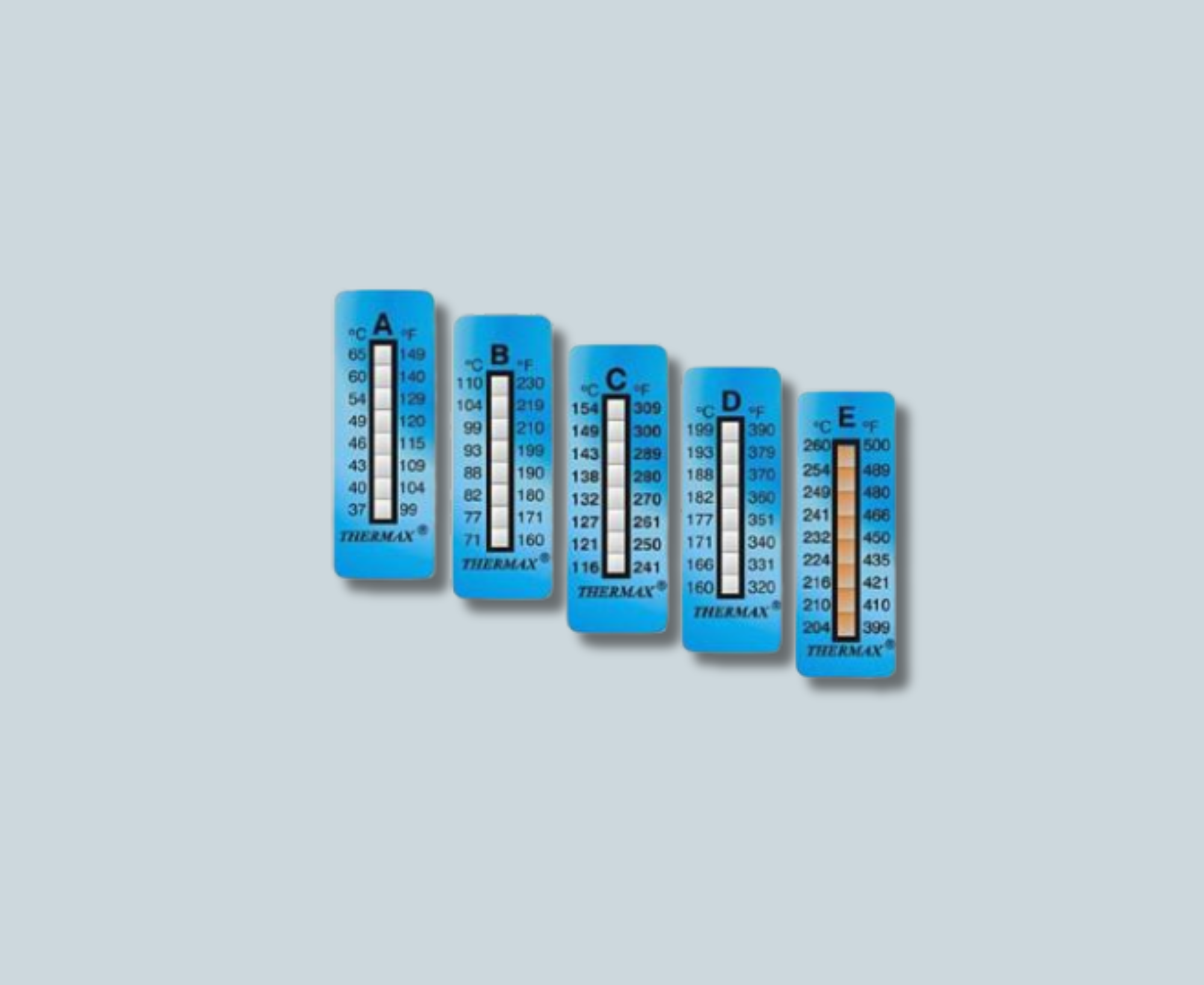 Thermax Temperatur-Messstreifen mit acht Messfeldern